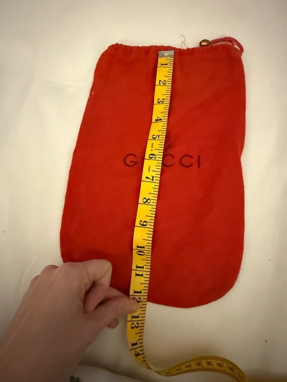 Gucci Red Velvet Logo Drawstring Pouch